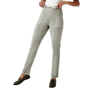 SPANX | Women’s Stretch Twill Straight Leg Pants in Oliver Oil Size Large